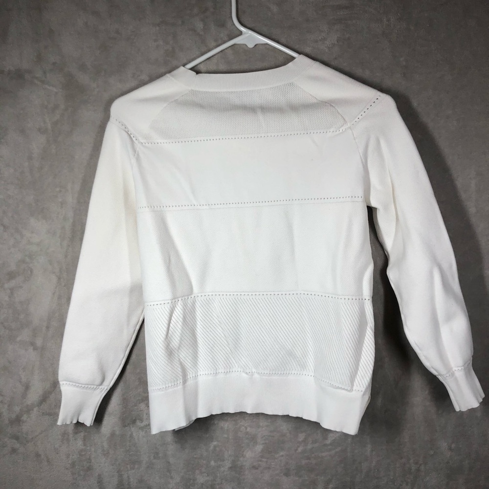 Theory Athletic Fit Sweater Women’s S White Tennis Prep Fitted Stretch Preppy - Picture 2 of 6